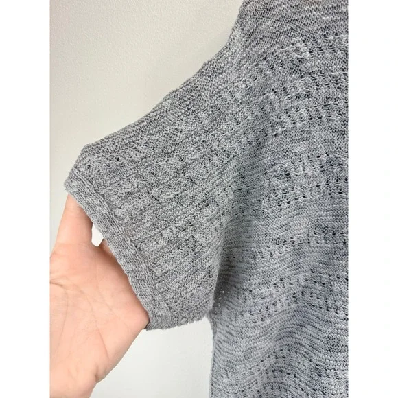 J‎ Jill Gray Marled Open Knit Short Sleeve Sweater Top Women's Sz M Comfy Beachy - Picture 5 of 9